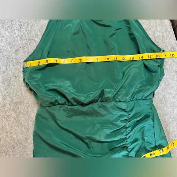 AREA STARS Forest green high neck ruched mini‎ dress size M. - Picture 14 of 16